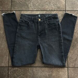 7 For All Mankind Dark Gray High Waist High Rise Skinny Jeans Size 27 | US 6